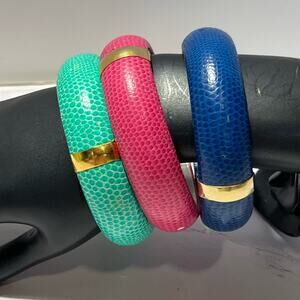 West Germany vintage faux leather bangle bracelets